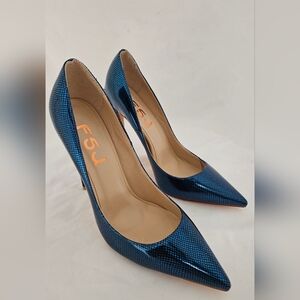 FSJ Shimmering Blue Pointed Heels